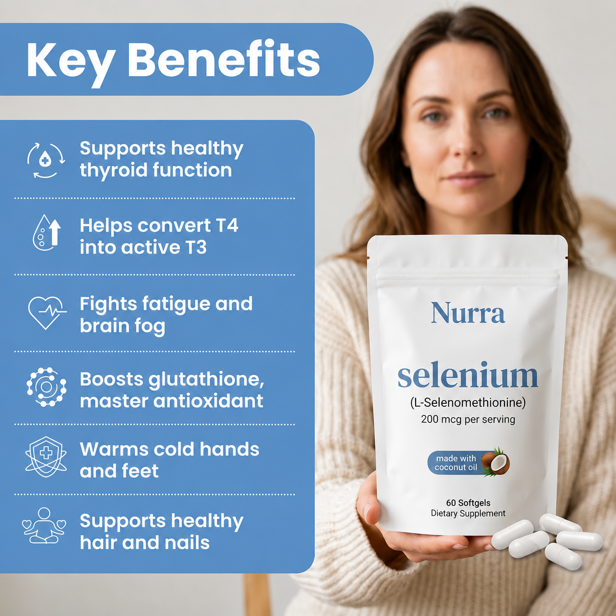 Nurra Selenium 200mcg with Coconut Oil